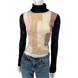 Custo Barcelona Patchwork Knit Turtleneck Sweater – Size: 1 (Small)
